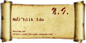 Náhlik Ida névjegykártya